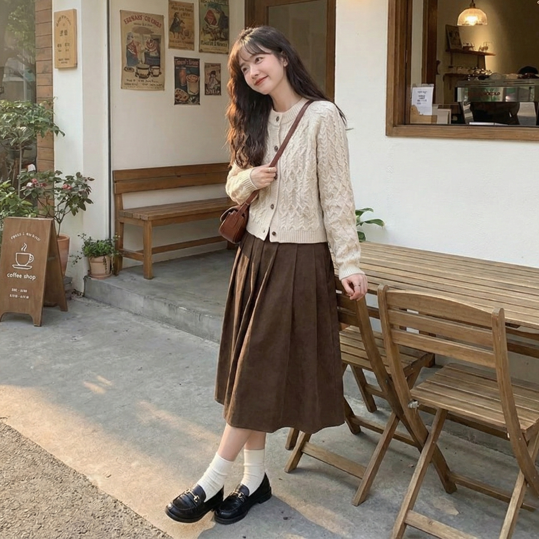 【單件/套裝】小香風休閒百搭毛衣開衫+半身裙兩件套-Cicimode