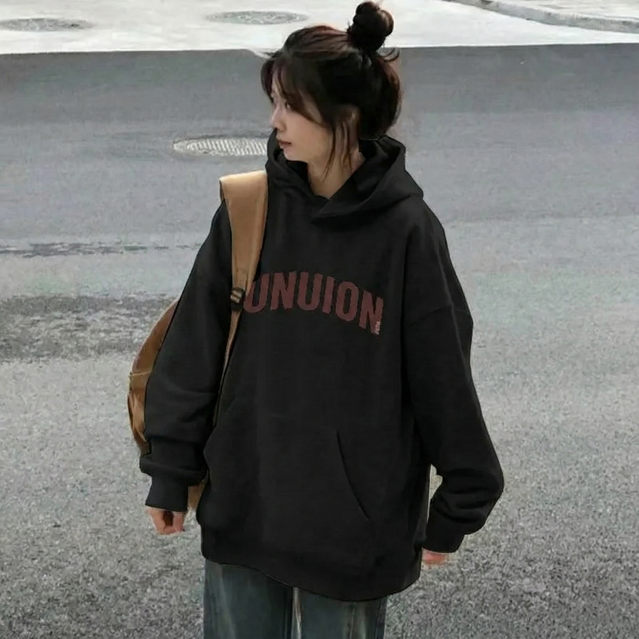 美式高街oversize字母印花重磅刷毛連帽T-Cicimode