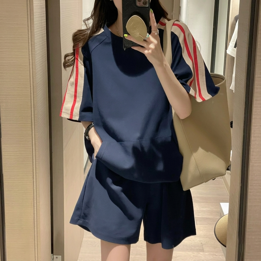 【整套】大碼休閒運動短袖 短褲兩件套