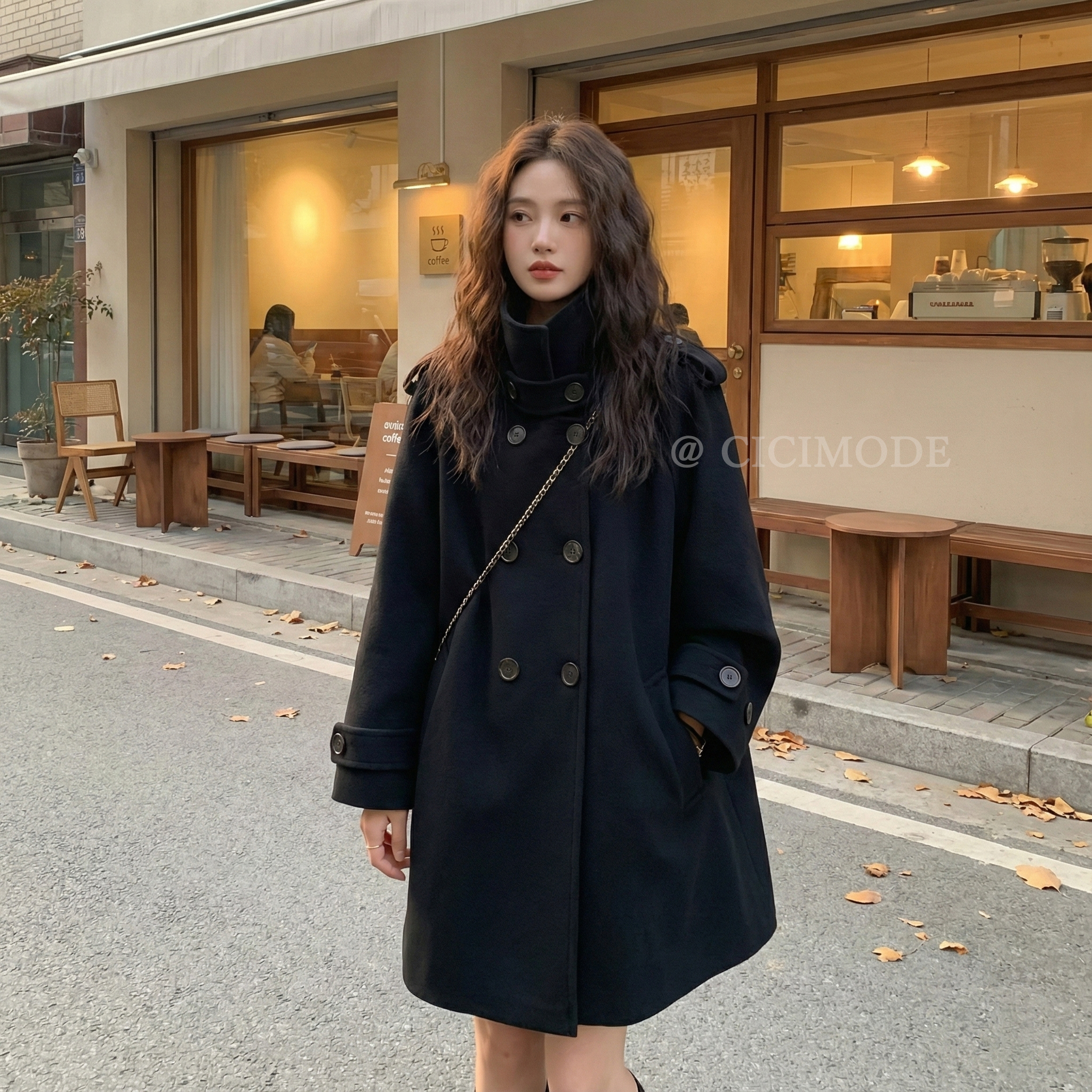 斗篷毛呢赫本風韓系加厚雙面羊絨外套