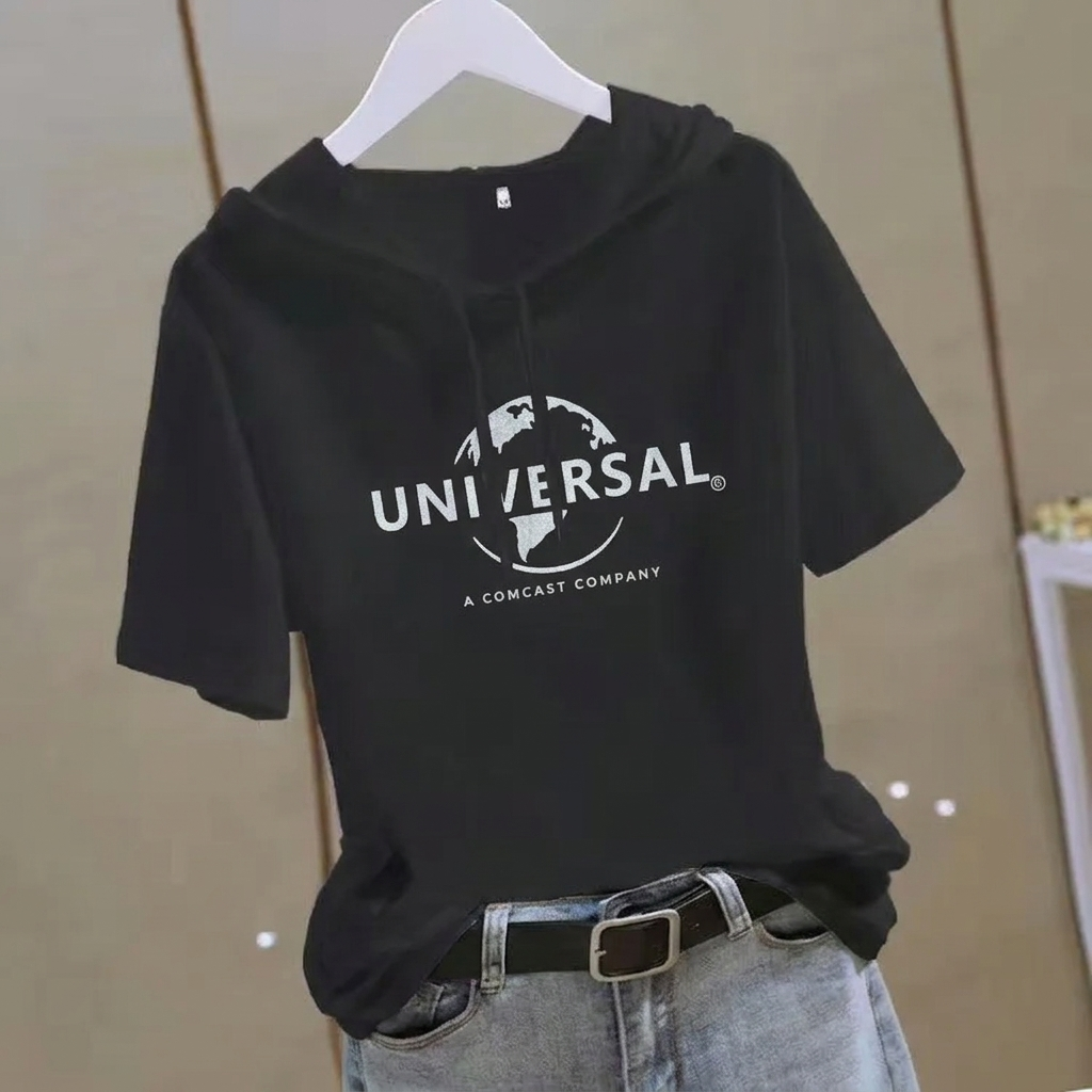 【多款印花可選】休閒顯瘦減齡時尚寬鬆連帽短袖T恤