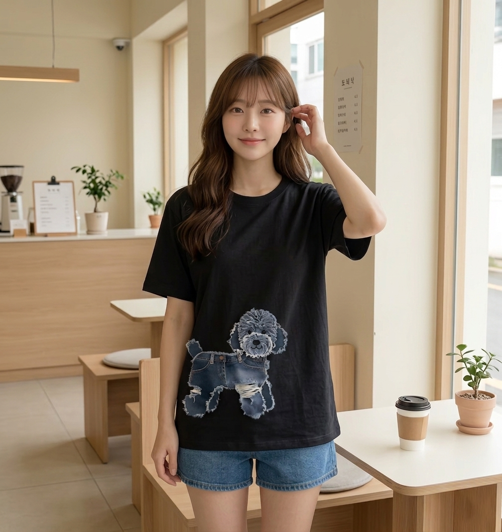 純棉百搭休閒設計感減齡印花短袖T恤