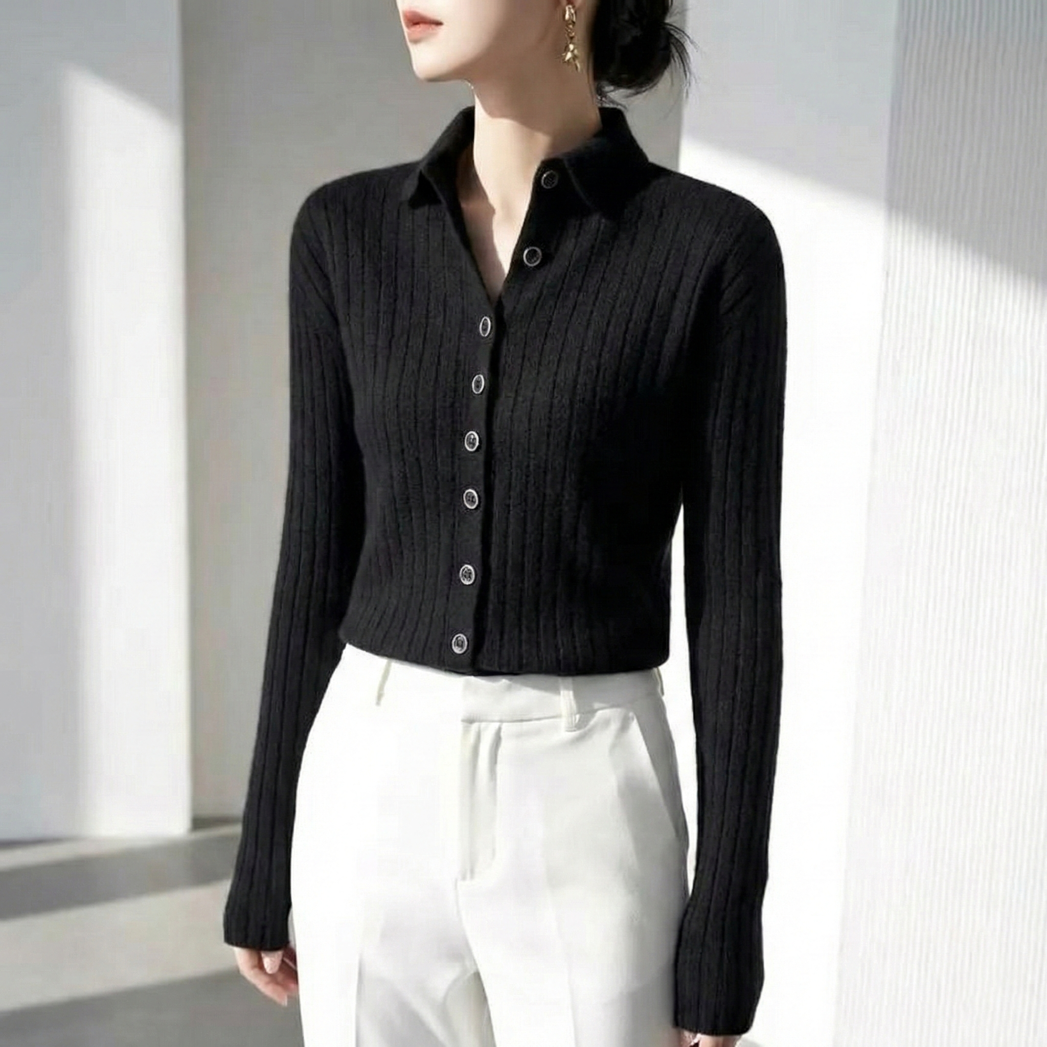 4色高級感超好看氣質毛衣外套半高領針織上衣-Cicimode