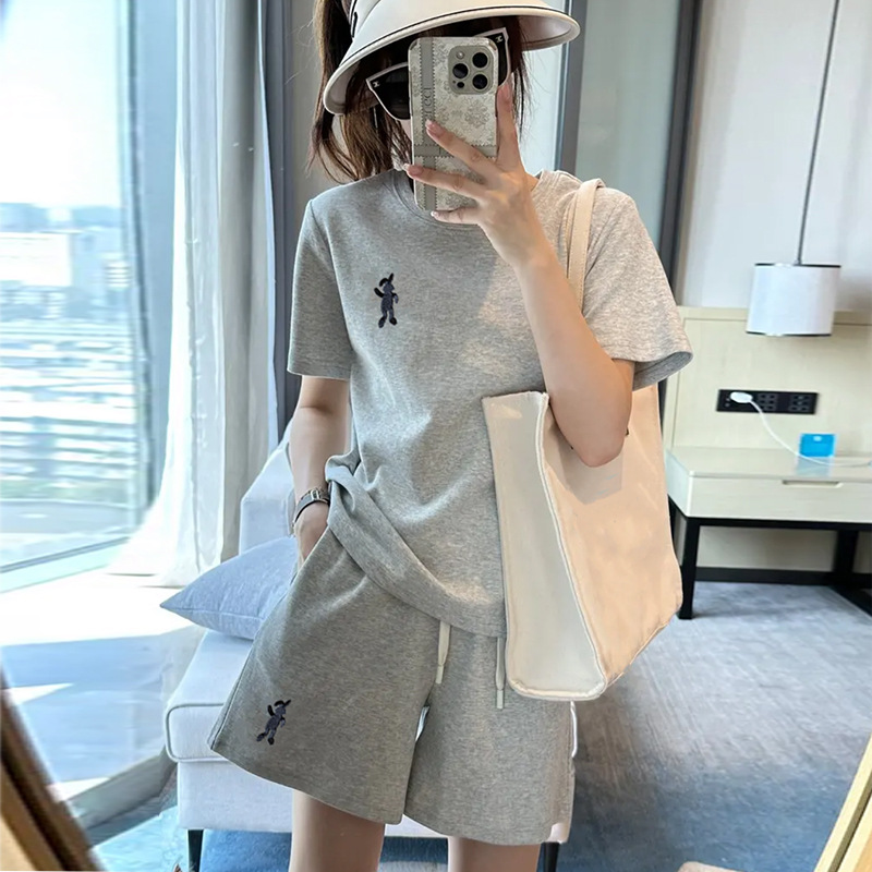 【套裝】寬鬆韓版短袖+短褲休閒運動服兩件套
