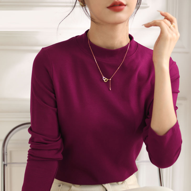 11色經典款氣質百搭半高領純色打底內搭長袖-Cicimode