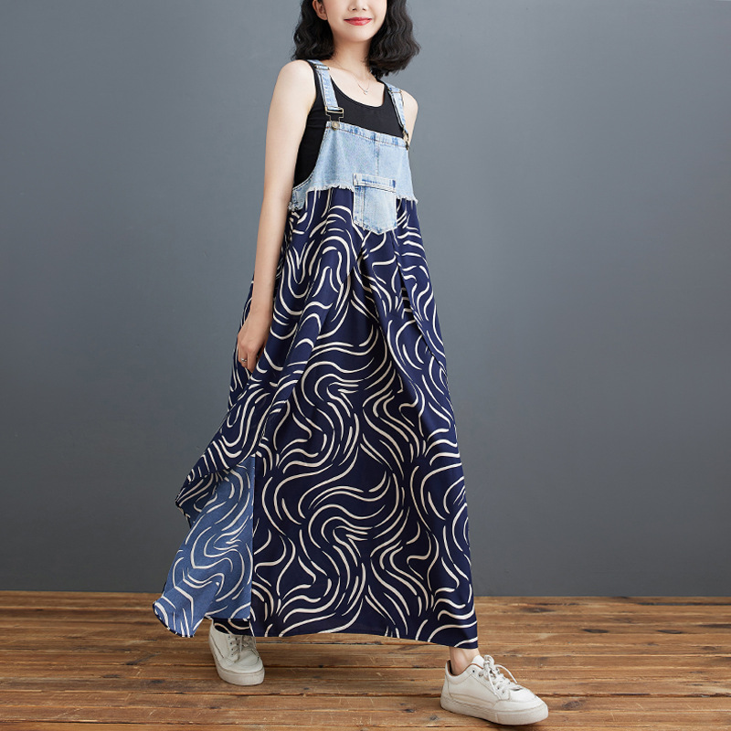 商品详情图_实拍2024夏装新款荷叶边宽松雪纺印花牛仔设计感