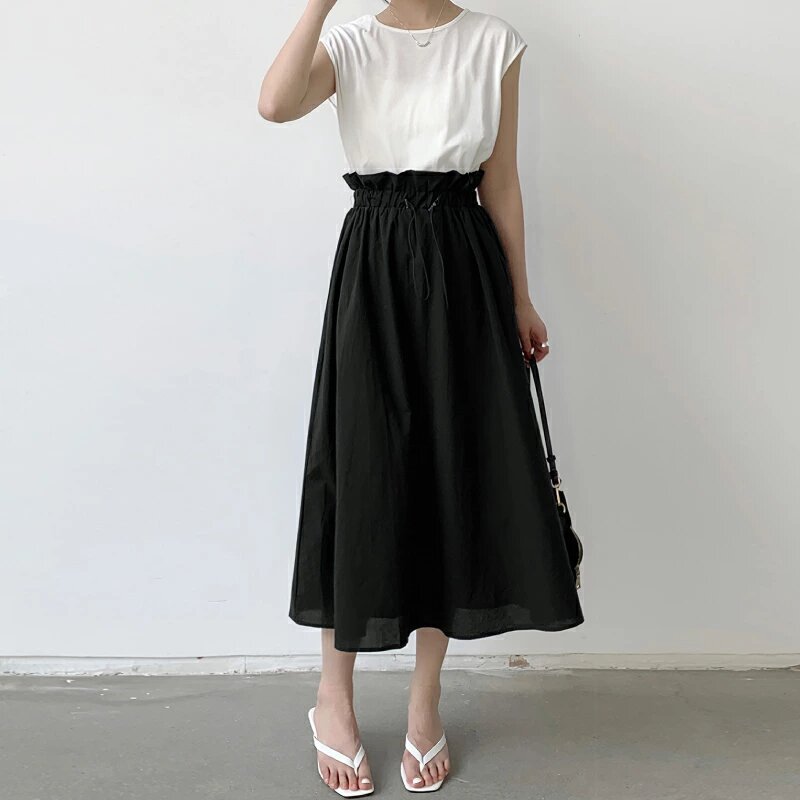 日韓寬鬆長版可收腰時尚拼接撞色洋裝