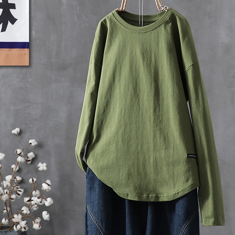 六色經典款百搭休閒別緻打底長袖T恤-Cicimode