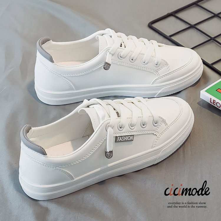 皮面系帶淺口單鞋圓頭低幫板鞋