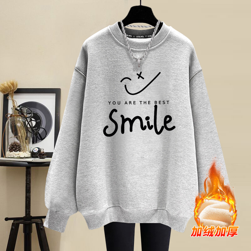 韓版ins簡約百搭寬鬆笑臉圓領衛衣
