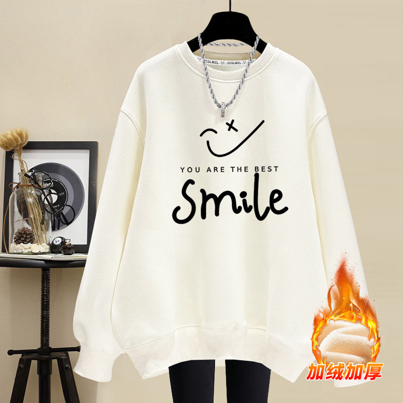 韓版ins簡約百搭寬鬆笑臉圓領衛衣