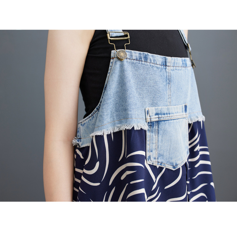 商品详情图_实拍2024夏装新款荷叶边宽松雪纺印花牛仔设计感