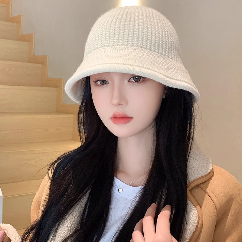 簡約圓頂小眾盆帽百搭遮臉針織漁夫帽-Cicimode