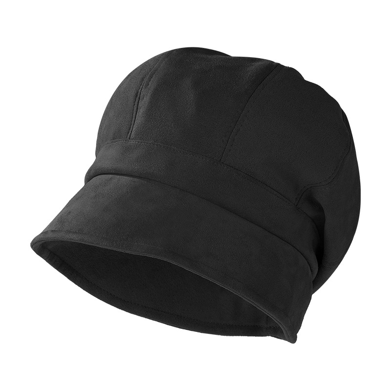 日系復古百搭麂皮絨顯臉小八角帽子