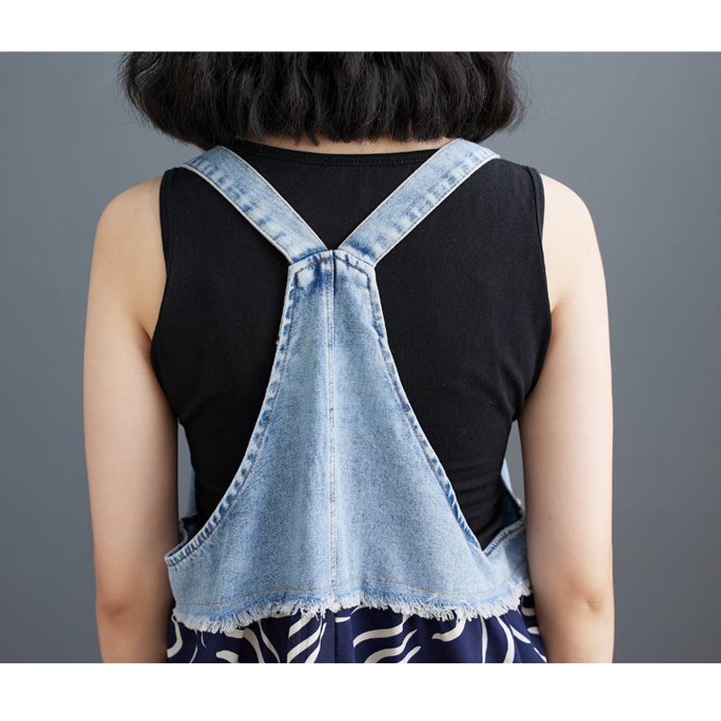 商品详情图_实拍2024夏装新款荷叶边宽松雪纺印花牛仔设计感