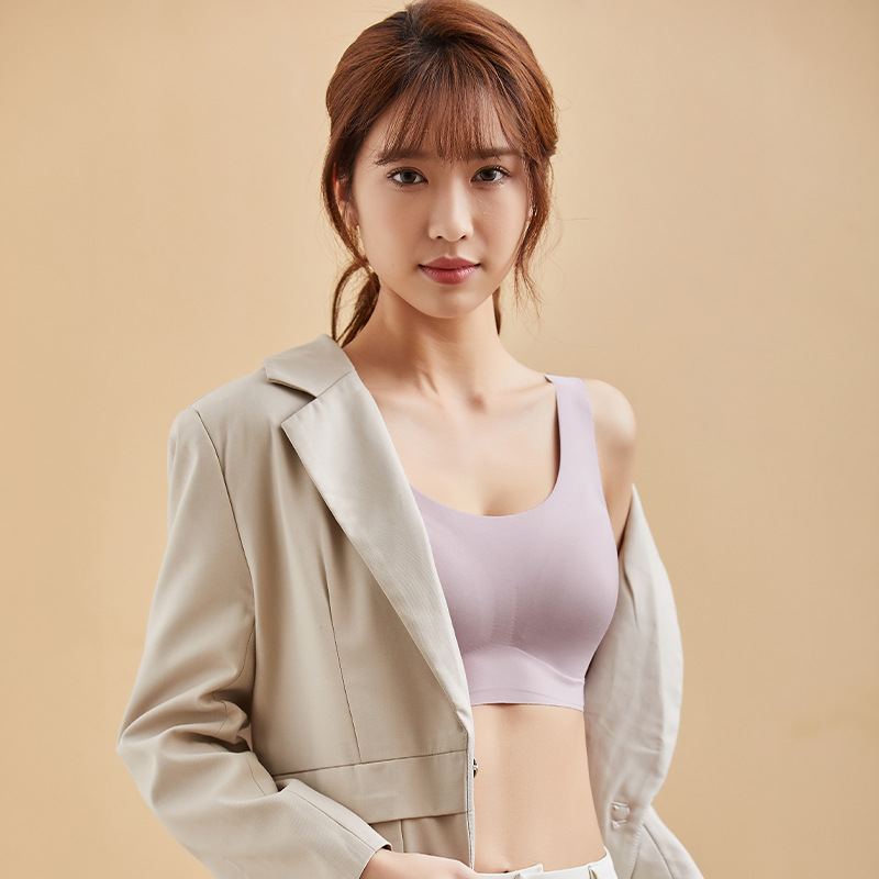 聚攏收副乳背心式無痕美背無鋼圈運動內衣