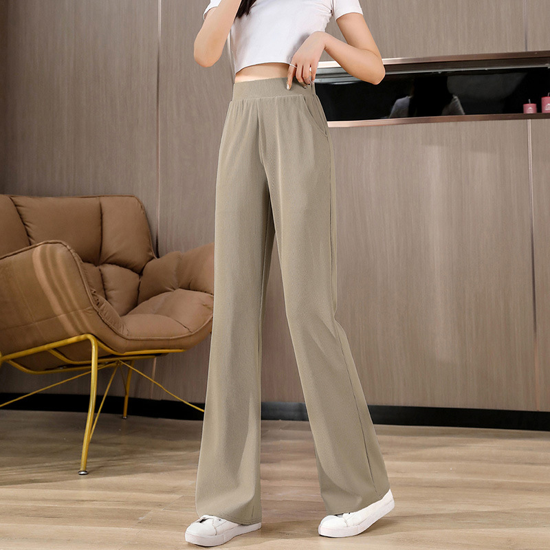 休閒隨性百搭顯瘦高腰彈力微喇褲裝