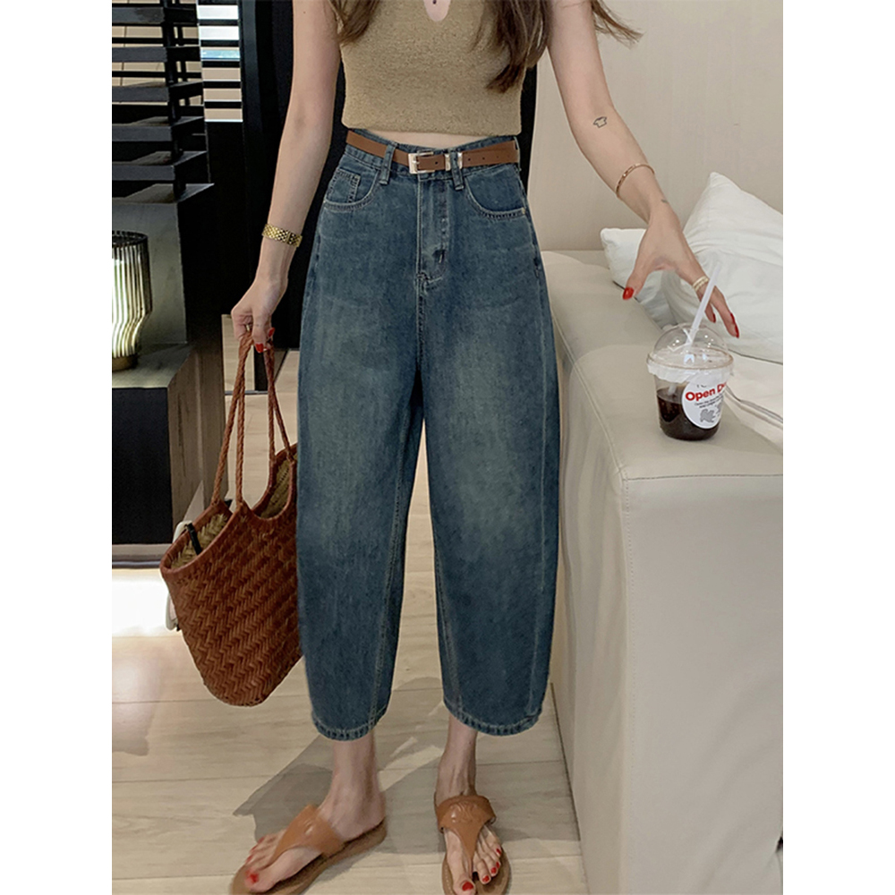 超薄顯瘦~ 百搭休閒高腰香蕉褲哈倫牛仔褲