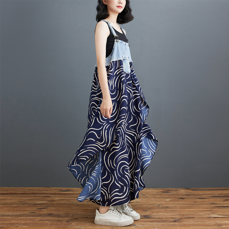 商品详情图_实拍2024夏装新款荷叶边宽松雪纺印花牛仔设计感