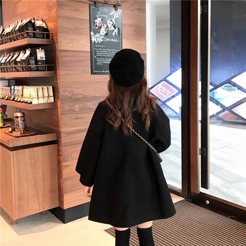 韓版寬鬆百搭中長款毛呢外套-Cicimode