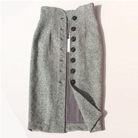 人氣MAX! 復古毛呢高腰包臀修身中長款半身裙
