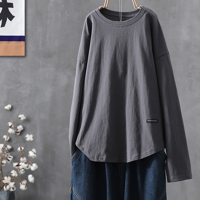 六色經典款百搭休閒別緻打底長袖T恤-Cicimode