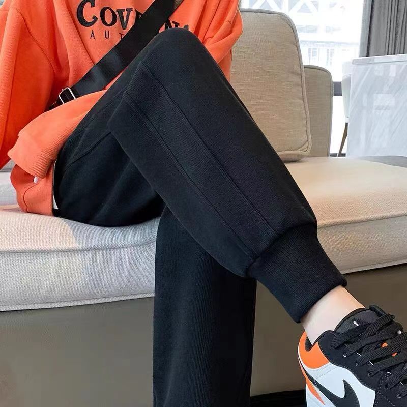 百搭休閒顯瘦運動風鬆緊腰棉質束腳褲裝-Cicimode