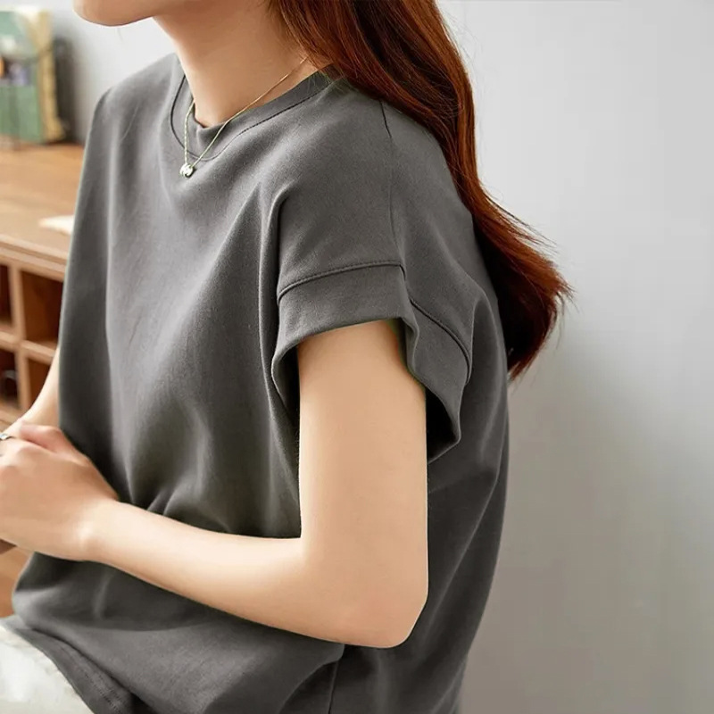 洋氣百搭遮肉設計感側邊防走光T恤-Cicimode