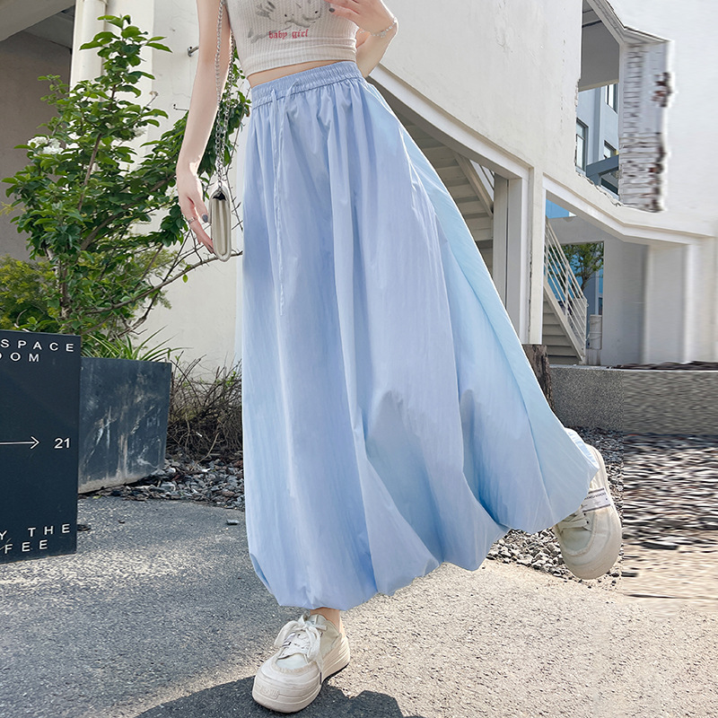 日系甜美蓬蓬花苞裙高腰顯瘦設計感A字半身裙