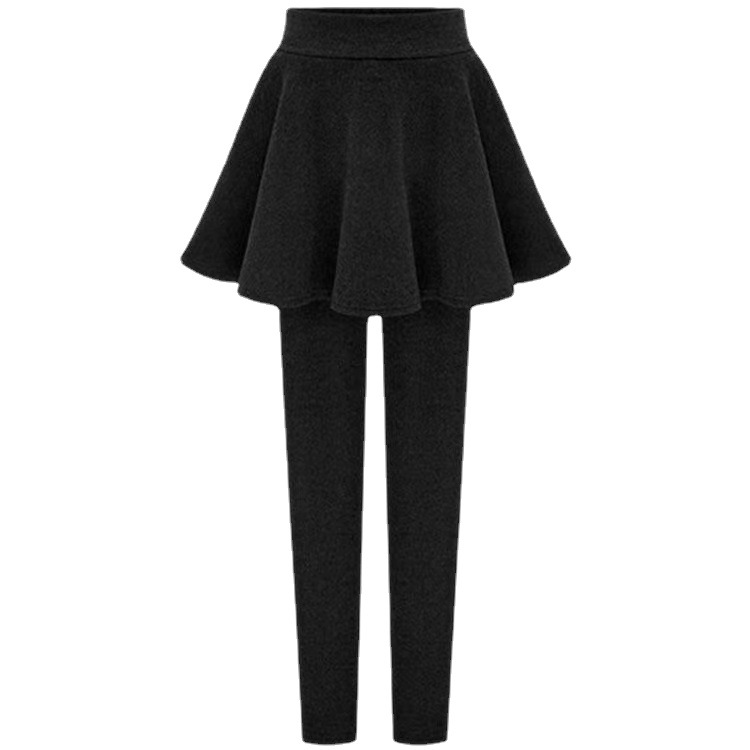 時尚高腰可外穿打底加絨/不加絨假兩件裙褲