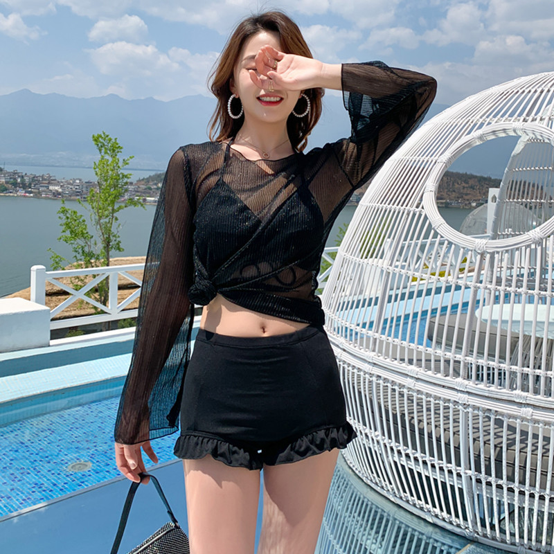 9色韓版ins時尚顯瘦遮肚分體式bikini三件套泳衣