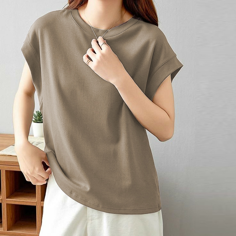 洋氣百搭遮肉設計感側邊防走光T恤-Cicimode