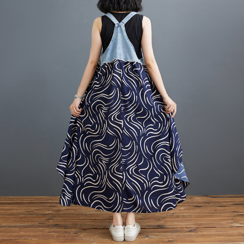 商品详情图_实拍2024夏装新款荷叶边宽松雪纺印花牛仔设计感