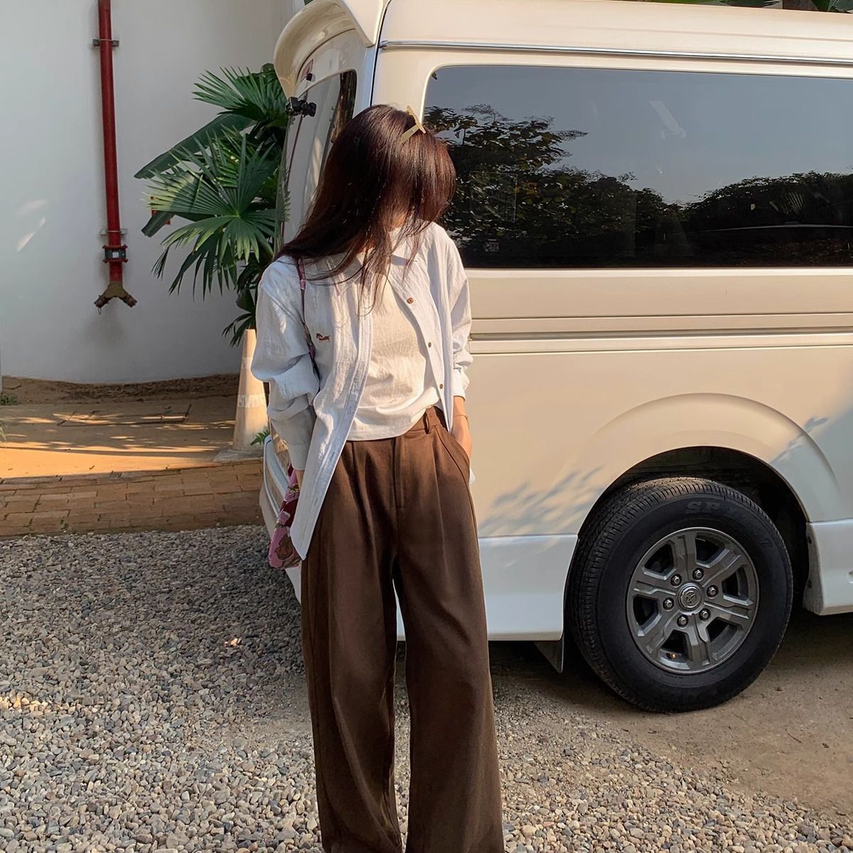 刺繡設計慵懶休閒百搭長袖氣質寬鬆襯衫