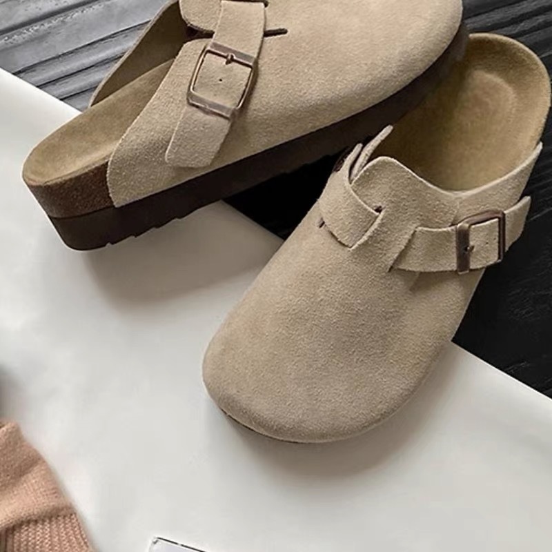 百搭外穿一腳蹬包頭半拖增高厚底勃肯鞋