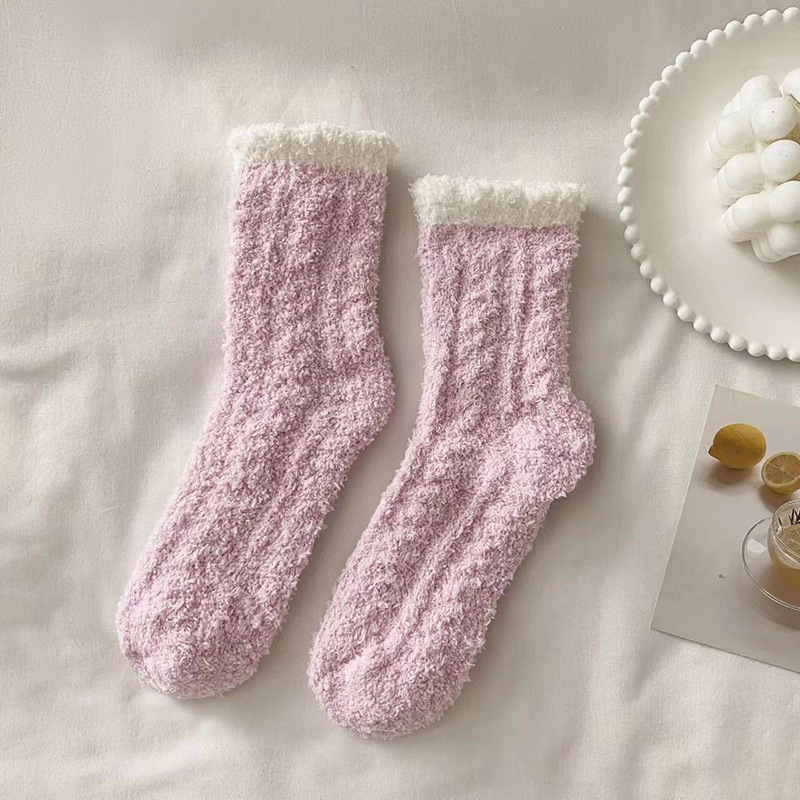 日系可愛加絨保暖睡眠襪地板襪珊瑚絨襪子