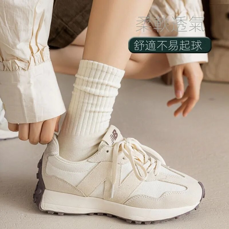 【5雙裝】日系百搭簡約舒適柔軟中筒襪子