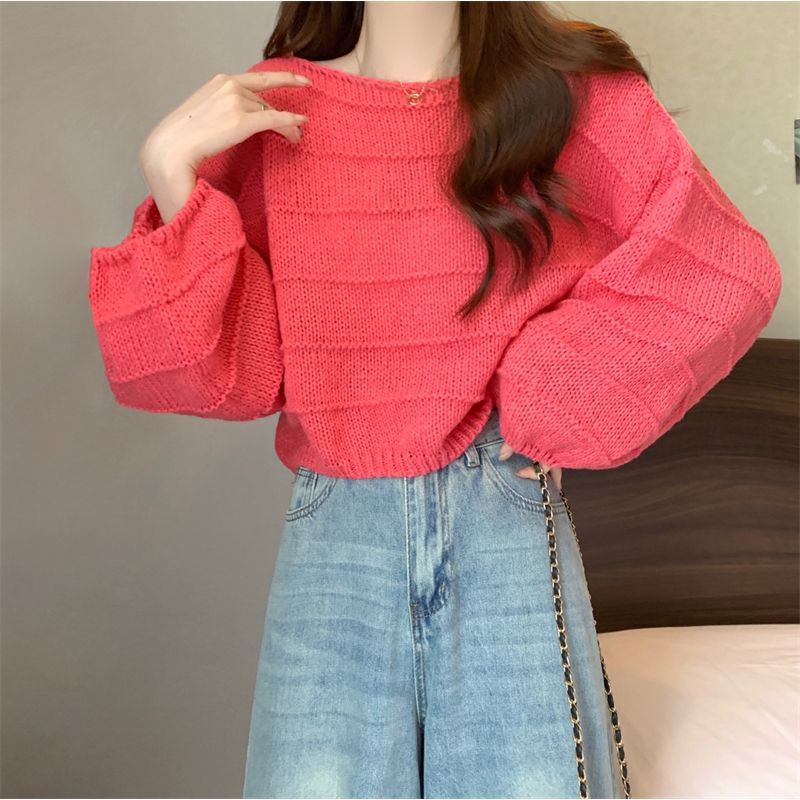 韓版慵懶風甜美潮流套頭寬鬆毛衣針織衫-Cicimode