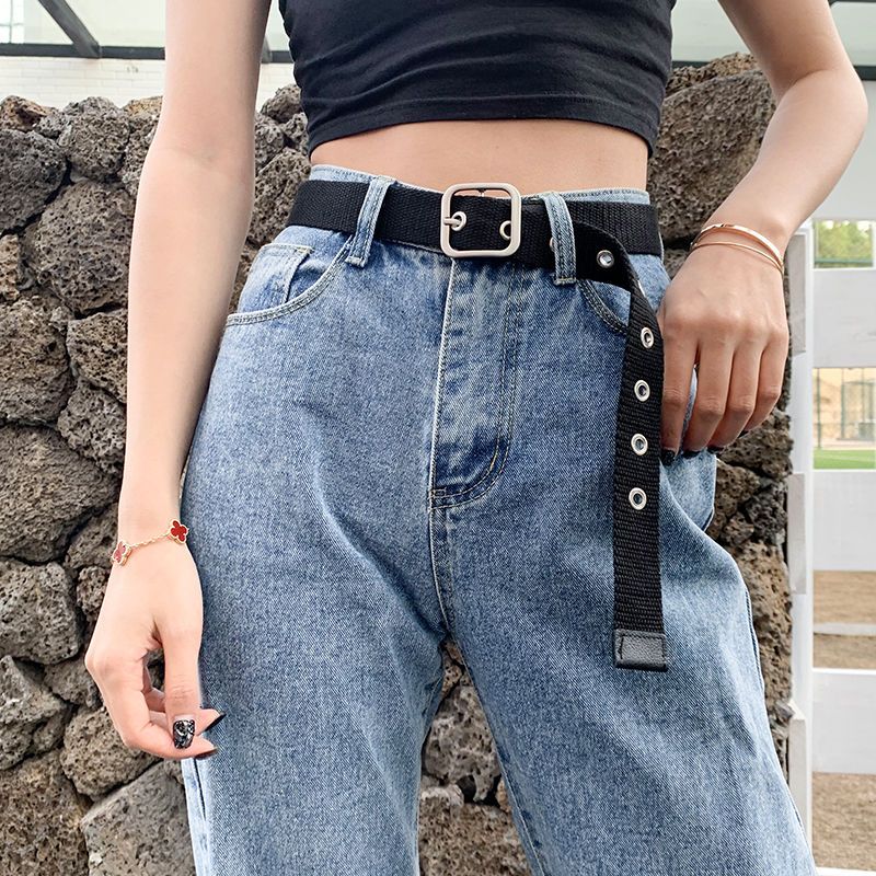 7色韓版簡約百搭時尚針扣牛仔褲帆布腰帶