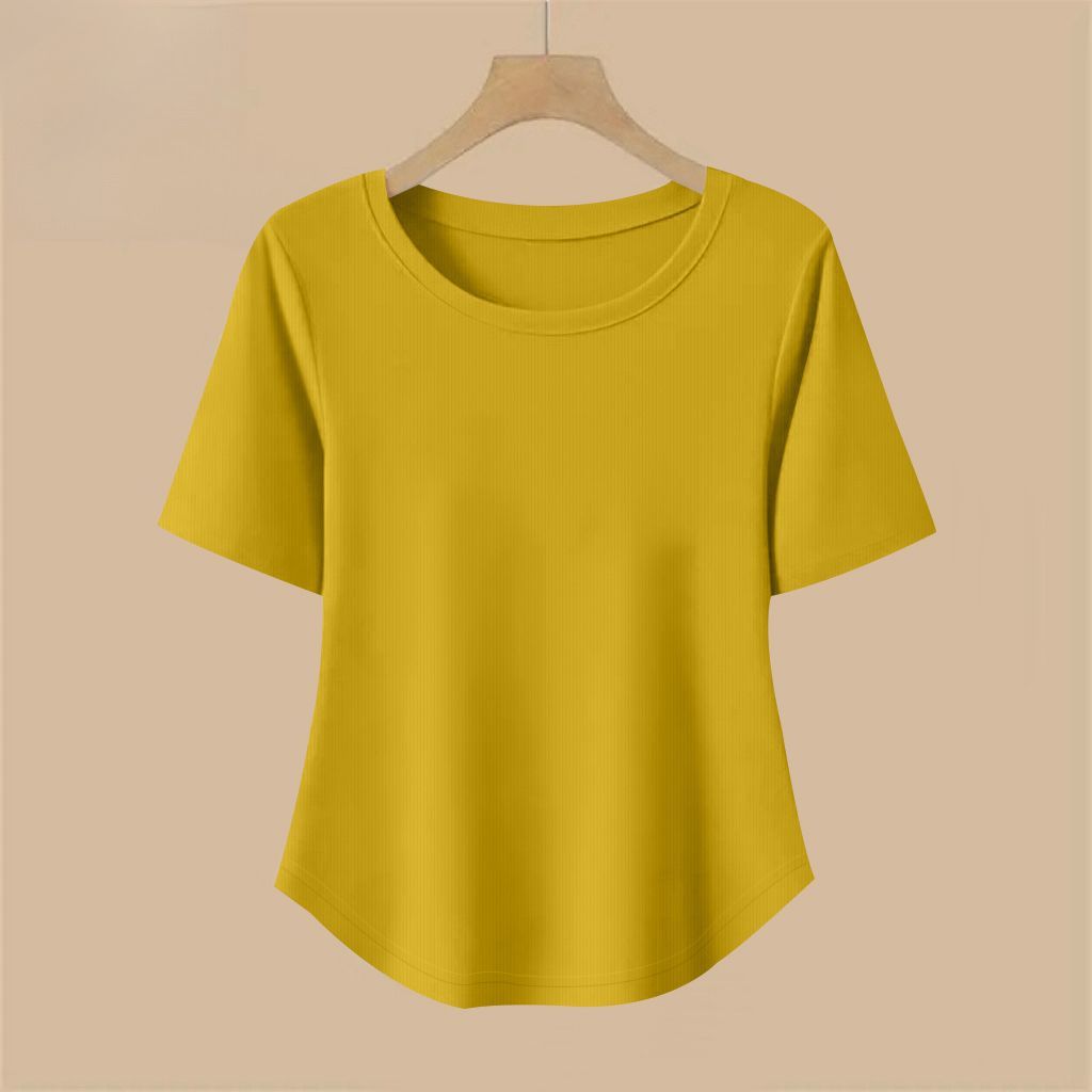 6色休閒正肩顯瘦百搭經典圓領短袖-Cicimode