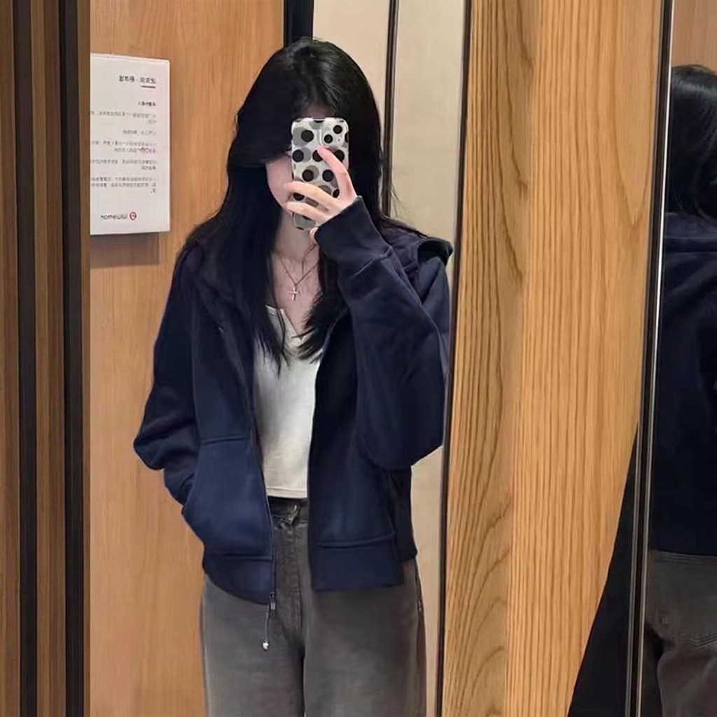 短款休閒百搭連帽薄款運動拉鏈衛衣外套