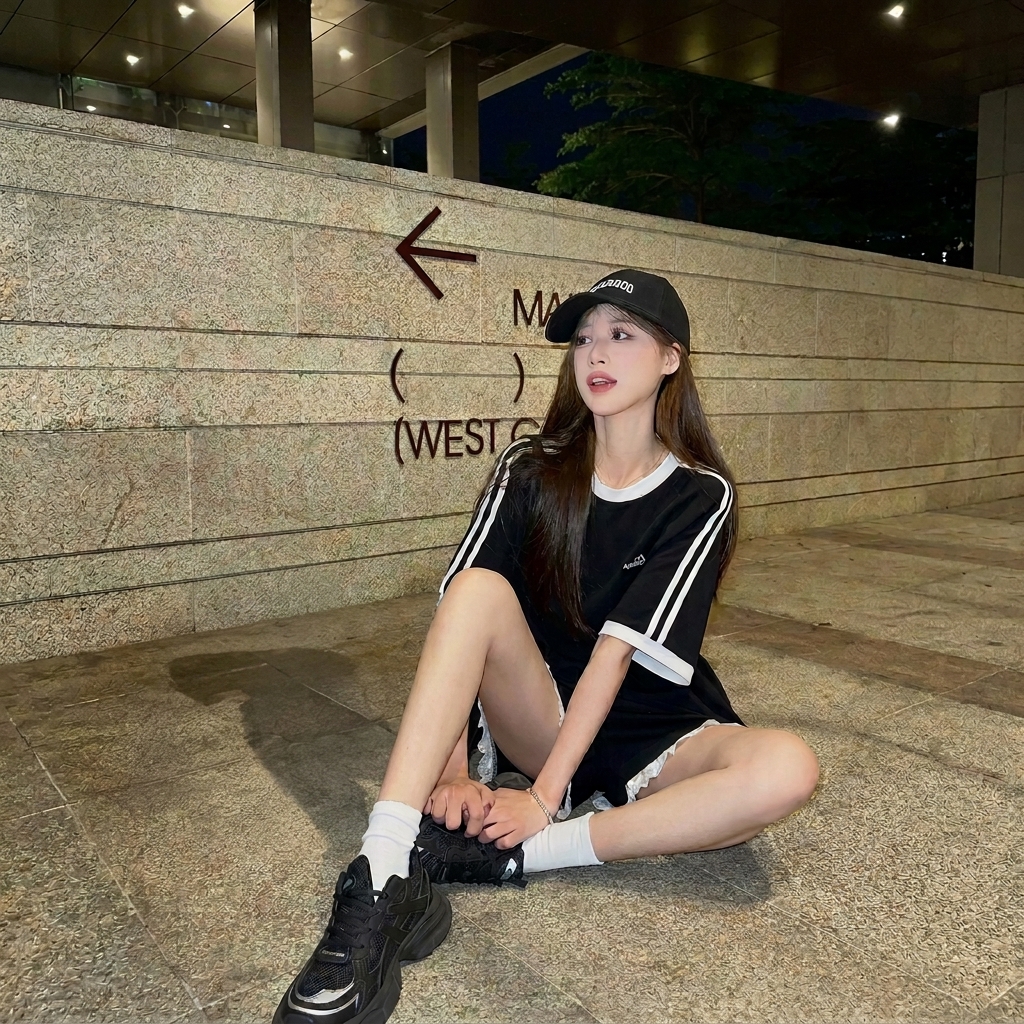 【套裝】時尚休閒運動美式顯瘦短袖+寬鬆韓版短褲兩件套