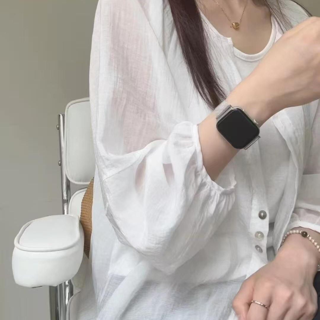 輕薄涼感透氣清新寬鬆休閒防曬空調房開衫-Cicimode