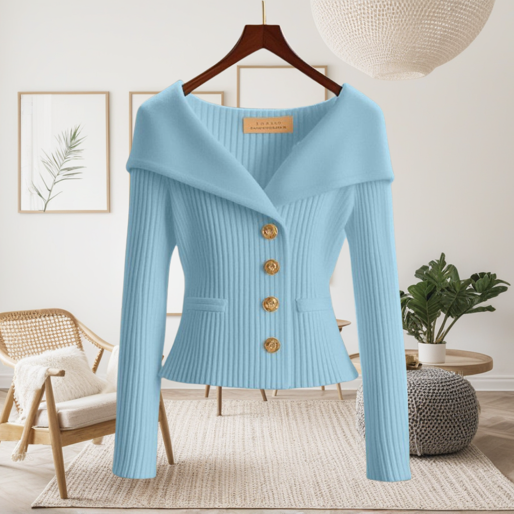 氣質優雅微喇高級感收腰顯瘦小香風針織毛衣-Cicimode