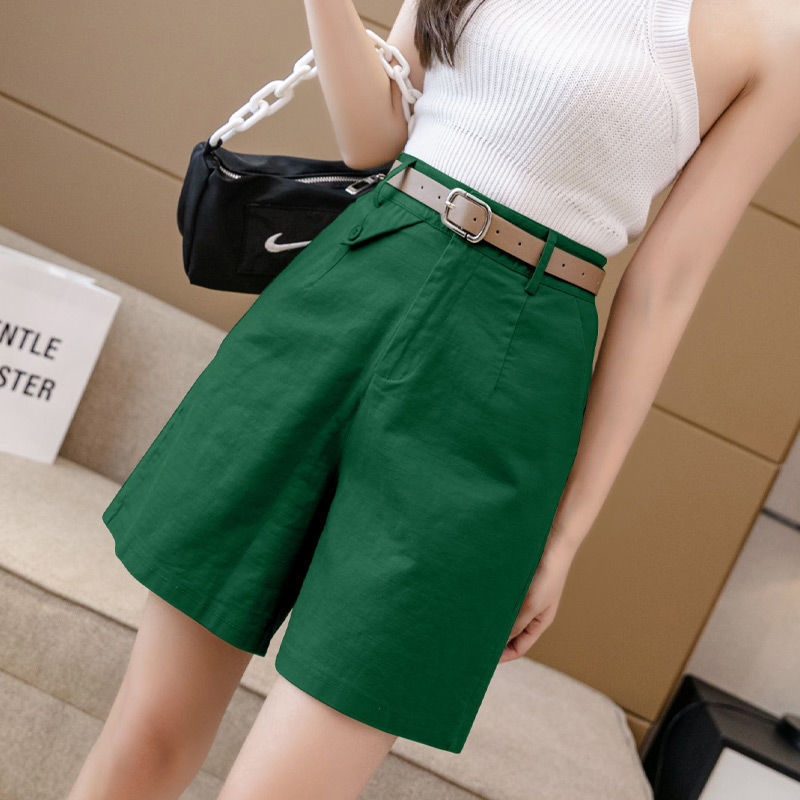 4色韓版時髦率性簡約高腰素面短褲-Cicimode