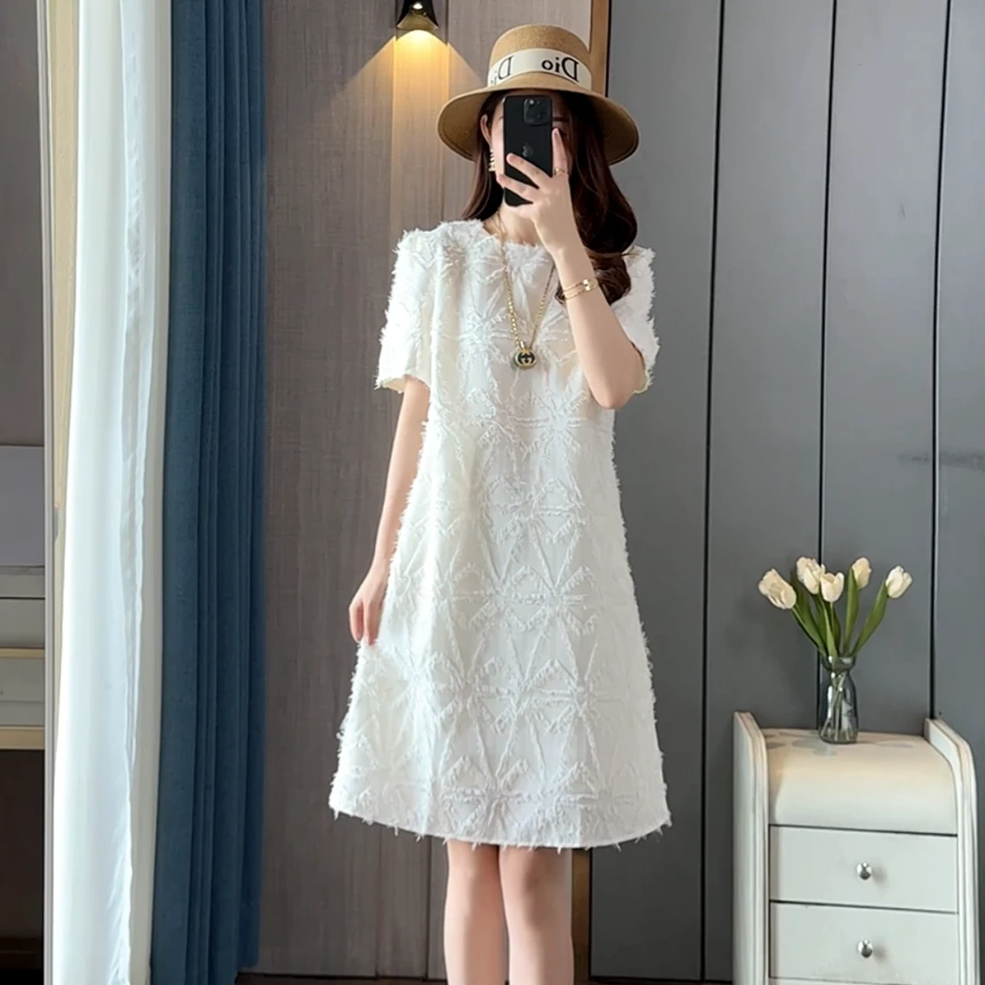 法式氣質溫柔風顯瘦設計感正肩寬鬆洋裝