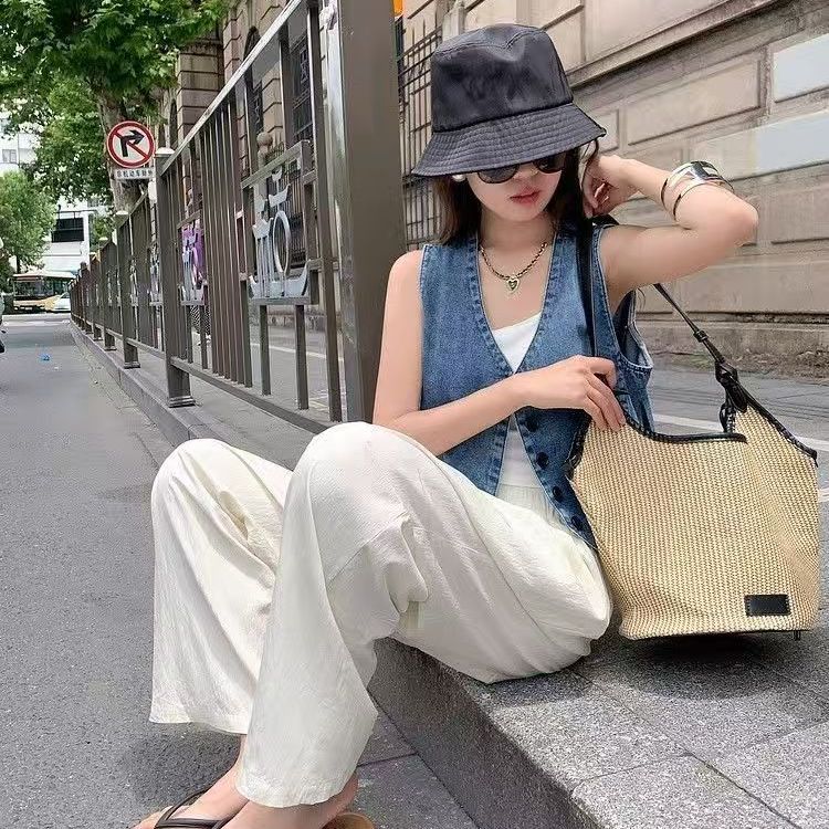 高品質薄款洋氣牛仔小馬夾無袖上衣