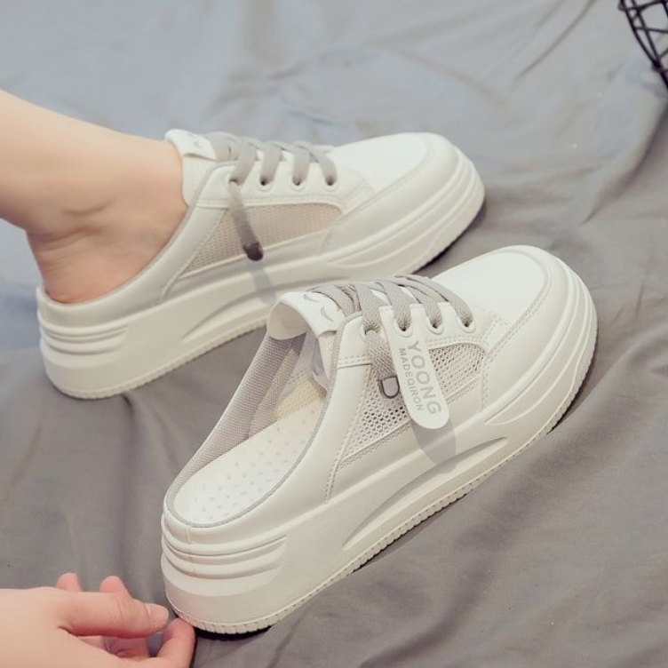 時尚懶人潮流厚底無後跟外穿包頭半拖鞋