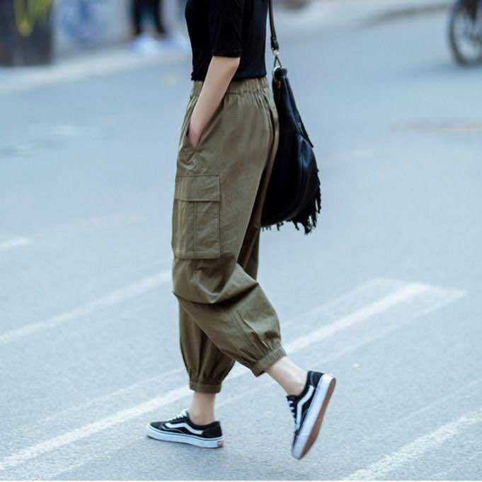 束腳工裝褲子女春夏新款韓版寬鬆顯瘦休閒運動ins潮流百搭哈倫褲