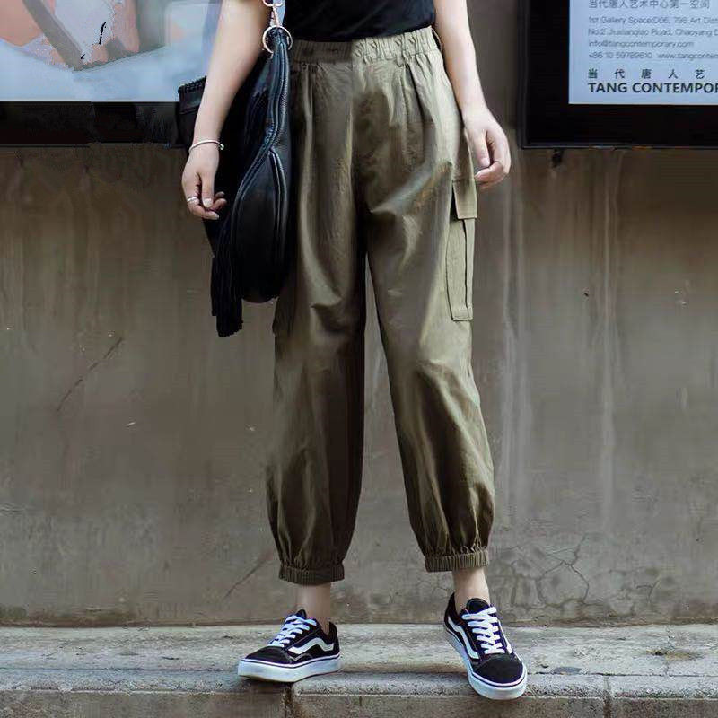 束腳工裝褲子女春夏新款韓版寬鬆顯瘦休閒運動ins潮流百搭哈倫褲